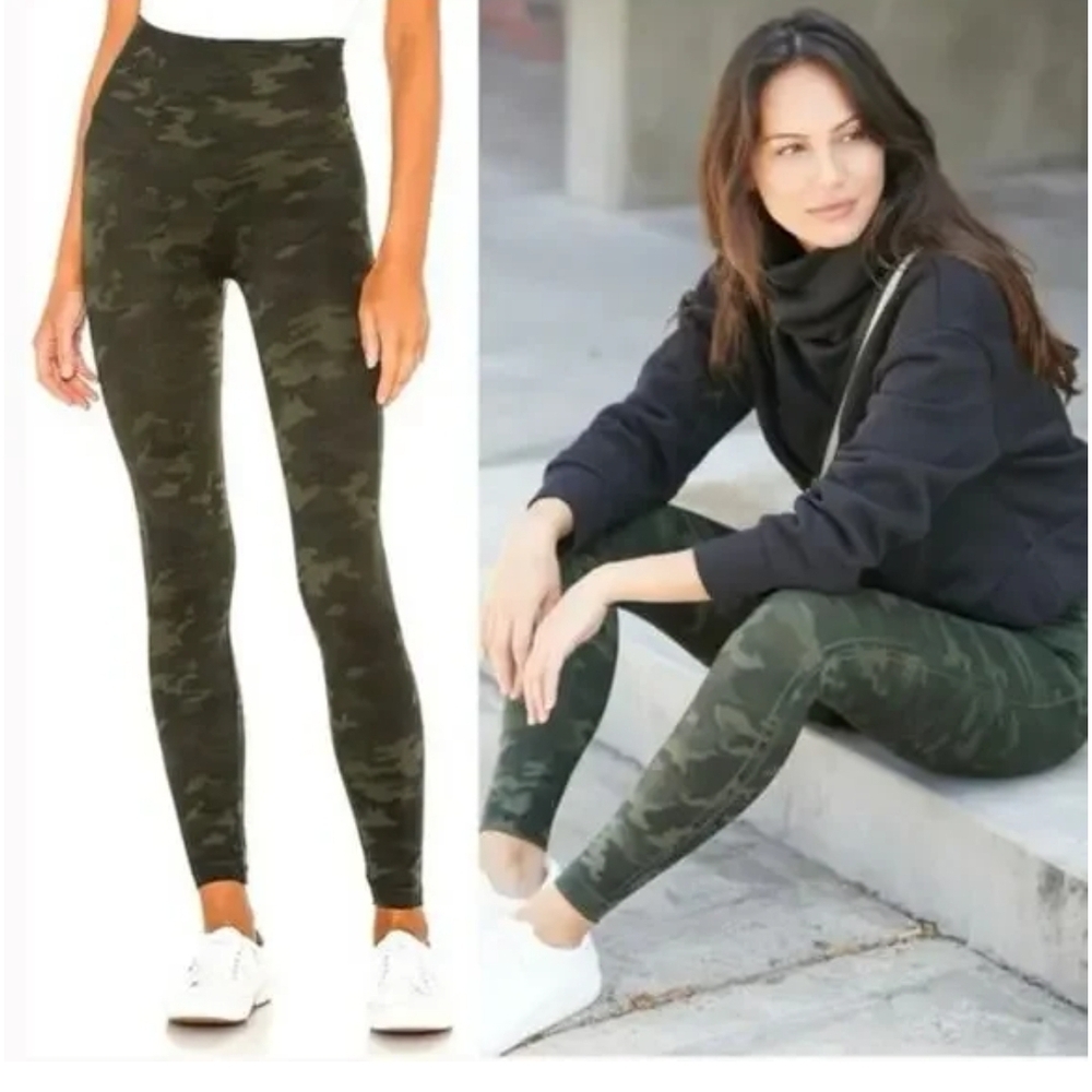 Size L, SPANX Olive Camo Leggings, High Waist, Seamless‎